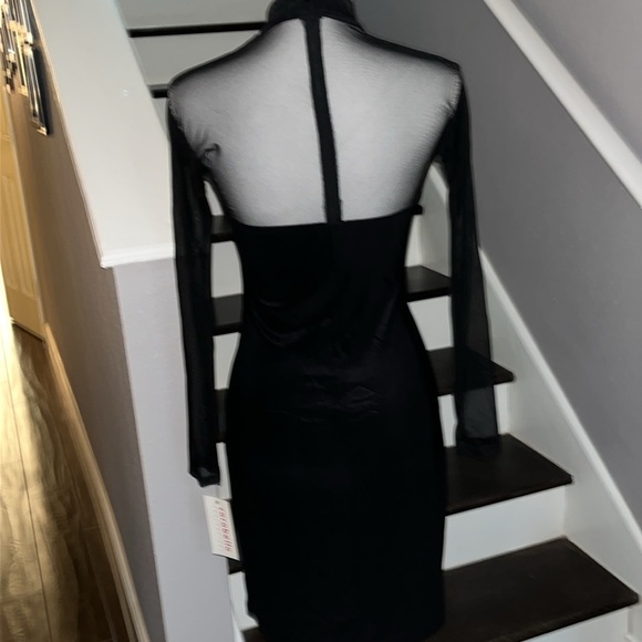 Carabella Show Stopper Black Dress with Semetric Rhinestones. Sheer Sleeves Med - Picture 7 of 16